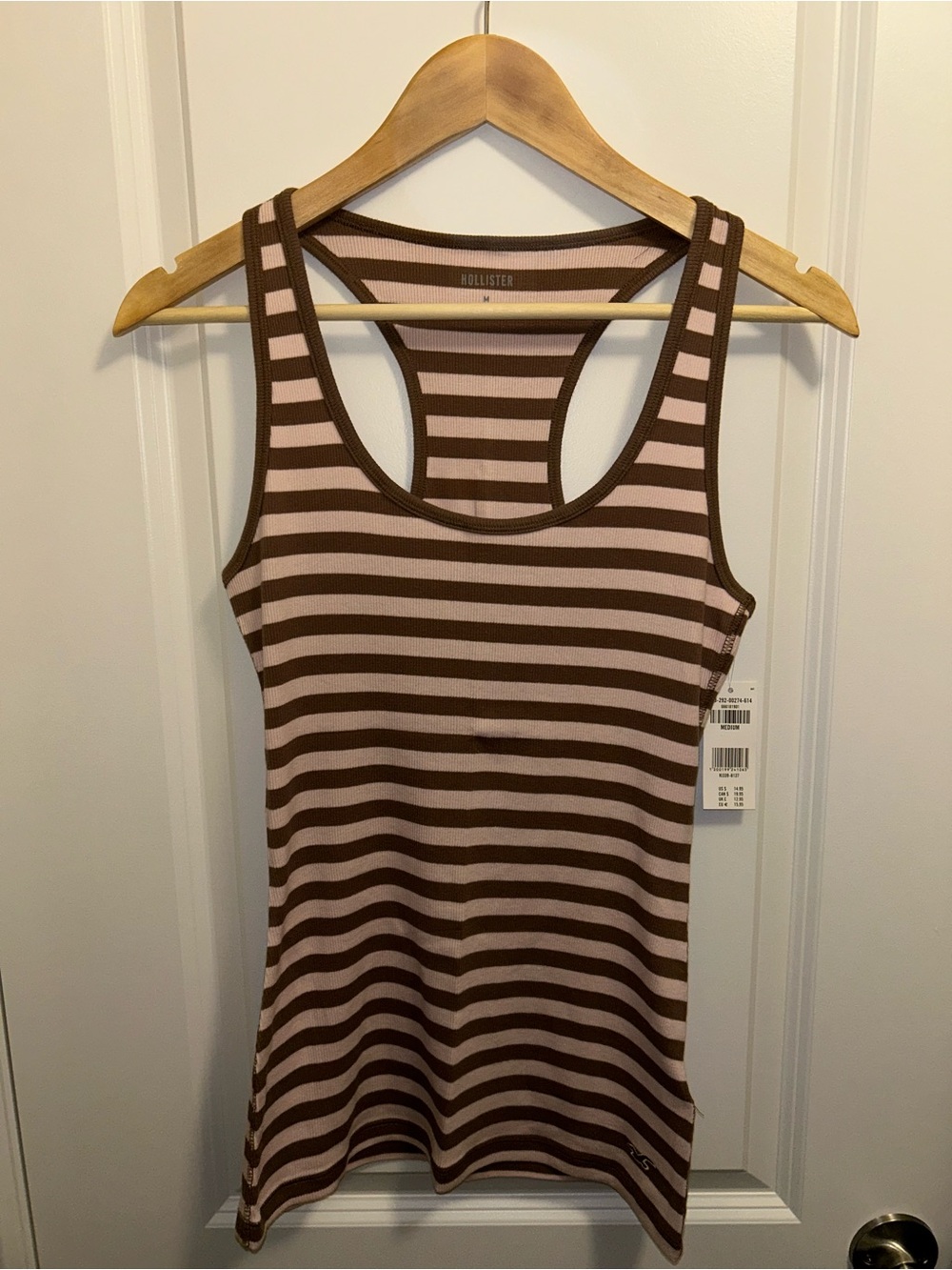 Hollister Medium Pink and Brown Striped Racerback Tank Top NWT